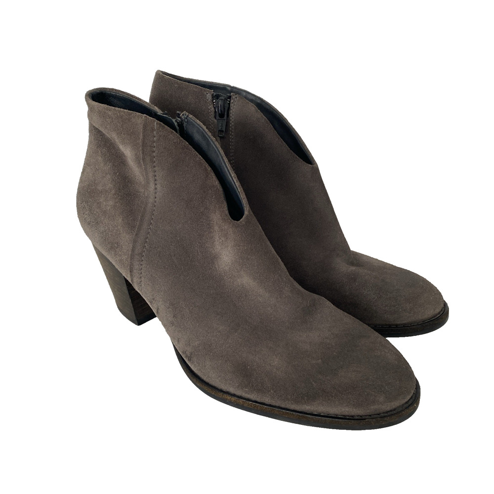 Paul Green Delgado Bootie Ankle Boot Gray Block Heel Suede Roudn Toe 6.5UK 9 US